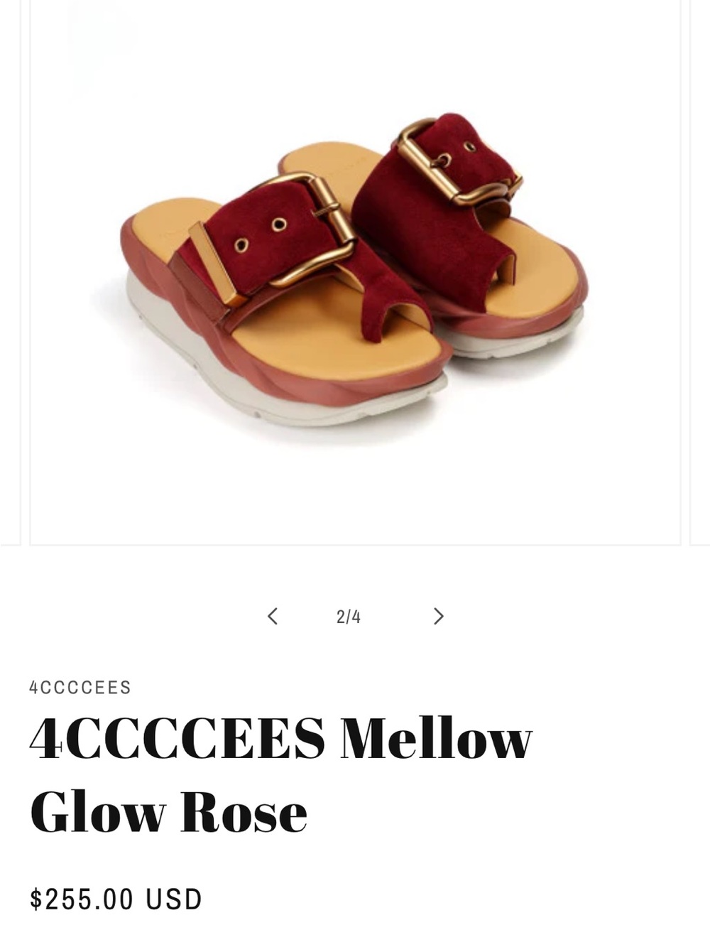 4CCCCEES nwt Mellow Glow Rose 38 8 Women’s Burgundy Suede Slides Sandals 7.5 new - Picture 2 of 6